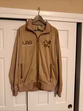 Vintage single owner LRG Men's Tan Bomber-Style Zip Jacket